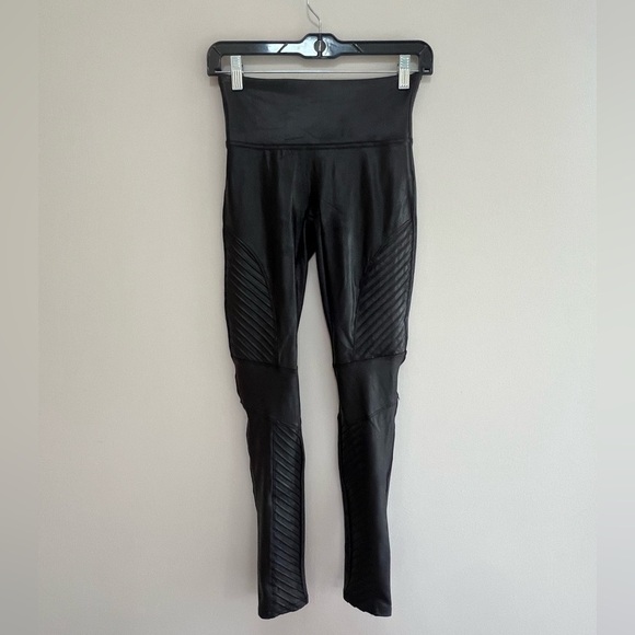 SPANX Faux Leather Moto Black Leggings, size Small - Picture 4 of 13